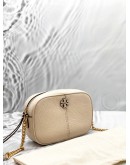 TORY BURCH MCGRAW CAMERA CROSSBODY BAG IN OFF WHITE LEATHER