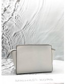 MICHAEL KORS SELMA MEDIUM CROSSBODY BAG IN WHITE LEATHER 