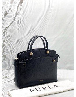 FURLA AGATA MEDIUM TOTE BAG IN BLACK LEATHER 