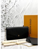 (RAYA PROMO) (LIKE NEW) MICROCHIP LOUIS VUITTON POCHETTE FELICIE IN BLACK MONOGRAM EMPREINTE LEATHER -FULL SET-