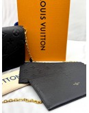 (RAYA PROMO) (LIKE NEW) MICROCHIP LOUIS VUITTON POCHETTE FELICIE IN BLACK MONOGRAM EMPREINTE LEATHER -FULL SET-
