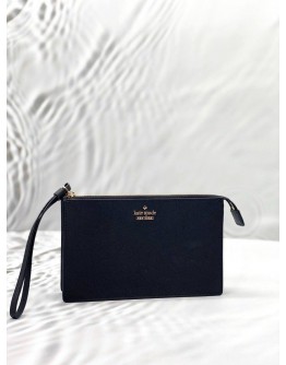 KATE SPADE CAMERON STREET ELIZA WRISTLET CLUTCH IN BLACK LEATHER