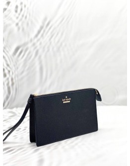 KATE SPADE CAMERON STREET ELIZA WRISTLET CLUTCH IN BLACK LEATHER