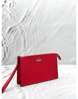 KATE SPADE CAMERON STREET ELIZA WRISTLET CLUTCH IN RED LEATHER 
