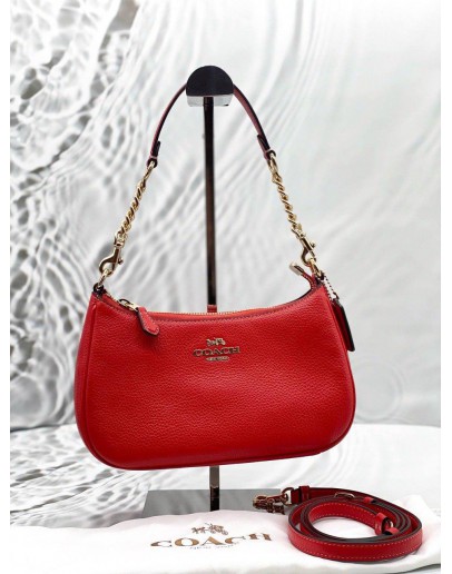 (LIKE NEW) COACH TERI SHOULDER BAG IN MIAMI RED LEATHER 