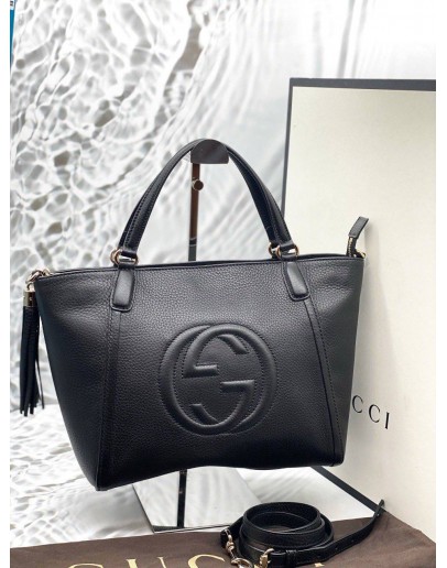 GUCCI SOHO TOTE BAG IN BLACK LEATHER- FULL SET-