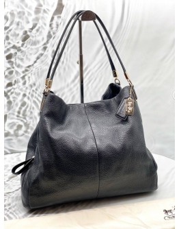 COACH MADISON PHOEBE SHOULDER BAG IN BLACK LEATHER