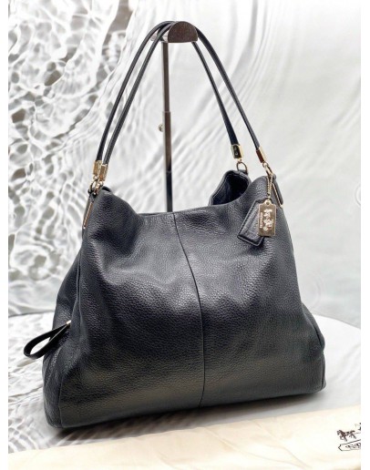 COACH MADISON PHOEBE SHOULDER BAG IN BLACK LEATHER