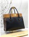 LOUIS VUITTON ON MY SIDE MM TOTE BAG IN BROWN MONOGRAM CANVAS WITH BLACK AND BROWN LEATHER