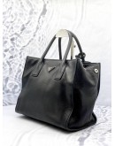 PRADA SHOPPING TOTE BAG IN BLACK VITELLO DAINO LEATHER