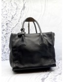 PRADA SHOPPING TOTE BAG IN BLACK VITELLO DAINO LEATHER