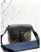 (LIKE NEW) CHRISTIAN DIOR SMALL SADDLE MESSENGER BAG IN BEIGE AND BLACK DIOR OBLIQUE JACQUARD WITH BLACK GRAINED CALFSKIN LEATHER -FULL SET-