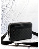 LOUIS VUITTON TROCADERO PM MESSENGER BAG IN BLACK DAMIER GRAPHITE CANVAS WITH CALFSKIN LEATHER