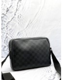 LOUIS VUITTON TROCADERO PM MESSENGER BAG IN BLACK DAMIER GRAPHITE CANVAS WITH CALFSKIN LEATHER
