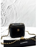 (LIKE NEW) CHANEL MINI PEARL CRUSH VANITY CASE BAG IN BLACK LAMBSKIN LEATHER