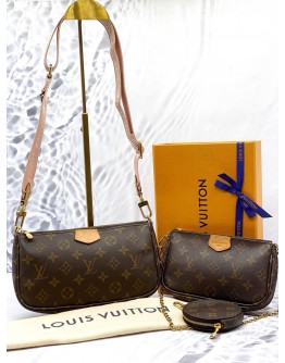 (CLEAR STOCK) LOUIS VUITTON MULTI POCHETTE ACCESSOIRES IN BROWN MONOGRAM CANVAS -FULL SET- 