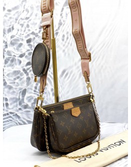 (CLEAR STOCK) LOUIS VUITTON MULTI POCHETTE ACCESSOIRES IN BROWN MONOGRAM CANVAS -FULL SET- 