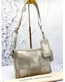 (LIKE NEW) LOUIS VUITTON TRIO MESSENGER BAG IN STONE GREY DAMIER SALT CANVAS -FULL SET-