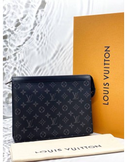 (LIKE NEW) LOUIS VUITTON POCHETTE VOYAGE MM IN BLACK MONOGRAM ECLIPSE CANVAS -FULL SET-