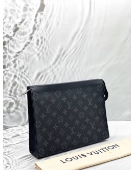 (LIKE NEW) LOUIS VUITTON POCHETTE VOYAGE MM IN BLACK MONOGRAM ECLIPSE CANVAS -FULL SET-