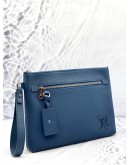 LOUIS VUITTON TAKEOFF POUCH IN ATLANTIC BLUE AEROGRAM LEATHER 
