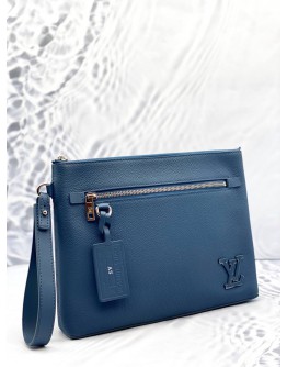 LOUIS VUITTON TAKEOFF POUCH IN ATLANTIC BLUE AEROGRAM LEATHER 