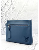 LOUIS VUITTON TAKEOFF POUCH IN ATLANTIC BLUE AEROGRAM LEATHER 
