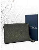 (LIKE NEW) CHRISTIAN DIOR A5 TRIANGLE POUCH IN GRAY DIOR GRAVITY LEATHER