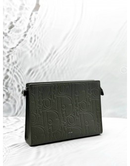 (LIKE NEW) CHRISTIAN DIOR A5 TRIANGLE POUCH IN GRAY DIOR GRAVITY LEATHER