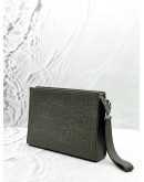 (LIKE NEW) CHRISTIAN DIOR A5 TRIANGLE POUCH IN GRAY DIOR GRAVITY LEATHER