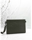 (LIKE NEW) CHRISTIAN DIOR A5 TRIANGLE POUCH IN GRAY DIOR GRAVITY LEATHER
