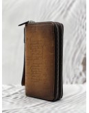 BERLUTI TALI CALLIGRAPHY SCRITTO LONG WALLET IN BROWN LEATHER