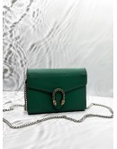 GUCCI DIONYSUS WALLET ON CHAIN IN GREEN PEBBLED LEATHER