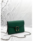 GUCCI DIONYSUS WALLET ON CHAIN IN GREEN PEBBLED LEATHER