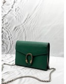 GUCCI DIONYSUS WALLET ON CHAIN IN GREEN PEBBLED LEATHER