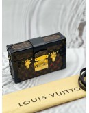 LOUIS VUITTON PETITE MALLE BAG IN BROWN MONOGRAM CANVAS WITH BLACK LEATHER