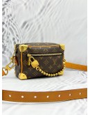 2026 MICROCHIP LOUIS VUITTON MINI SOFT TRUNK IN BROWN MONOGRAM ARCHIVE CANVAS 