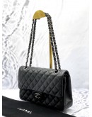 (CLEAR STOCK) (LIKE NEW) CHANEL MEDIUM CLASSIC DOUBLE FLAP SHOULDER BAG IN BLACK CAVIAR LEATHER