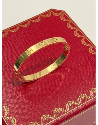 (UNUSED) 2022 CARTIER LOVE BRACELET SIZE 15 IN 18K 750 YELLOW GOLD -FULL SET-