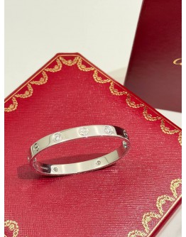 (UNUSED) 2020 CARTIER LOVE BRACELET SIZE 15 IN 18K 750 WHITE GOLD WITH DIAMONDS -FULL SET-
