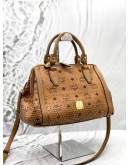 MCM STUDDED TOTE BAG IN BROWN VISETOS LEATHER