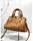 MCM STUDDED TOTE BAG IN BROWN VISETOS LEATHER