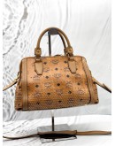 MCM STUDDED TOTE BAG IN BROWN VISETOS LEATHER