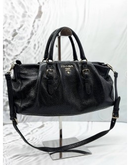 PRADA SHOULDER BAG IN BLACK SHINE LEATHER