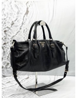 PRADA SHOULDER BAG IN BLACK SHINE LEATHER