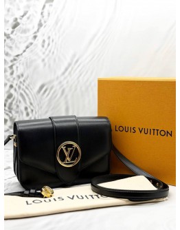(UNUSED) LOUIS VUITTON PONT 9 SHOULDER BAG IN BLACK CALFKSIN LEATHER -FULL SET-