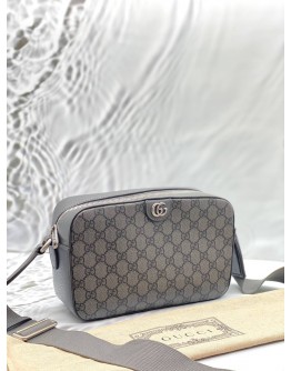 GUCCI OPHIDIA CROSSBODY BAG IN GREY GG SUPREME CANVAS WITH LEATHER -FULL SET-