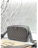 GUCCI OPHIDIA CROSSBODY BAG IN GREY GG SUPREME CANVAS WITH LEATHER -FULL SET-