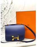 2021 HERMES CONSTANCE 24 CROSSBODY BAG IN BLEU ENCRE EPSOM LEATHER -FULL SET-