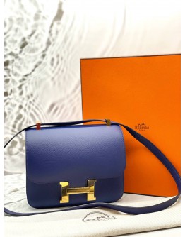2021 HERMES CONSTANCE 24 CROSSBODY BAG IN BLEU ENCRE EPSOM LEATHER -FULL SET-